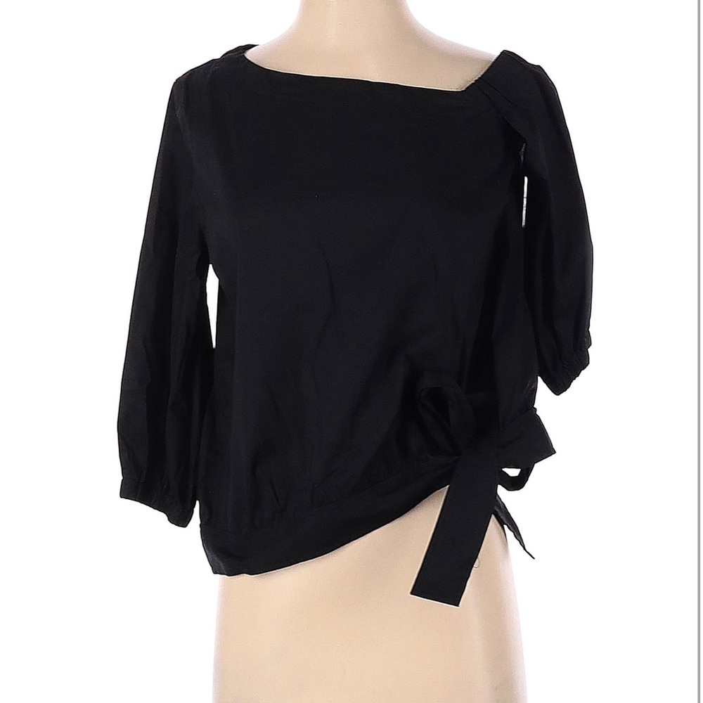 Ralph Lauren Black Asymmetrical Off One shoulder blouse